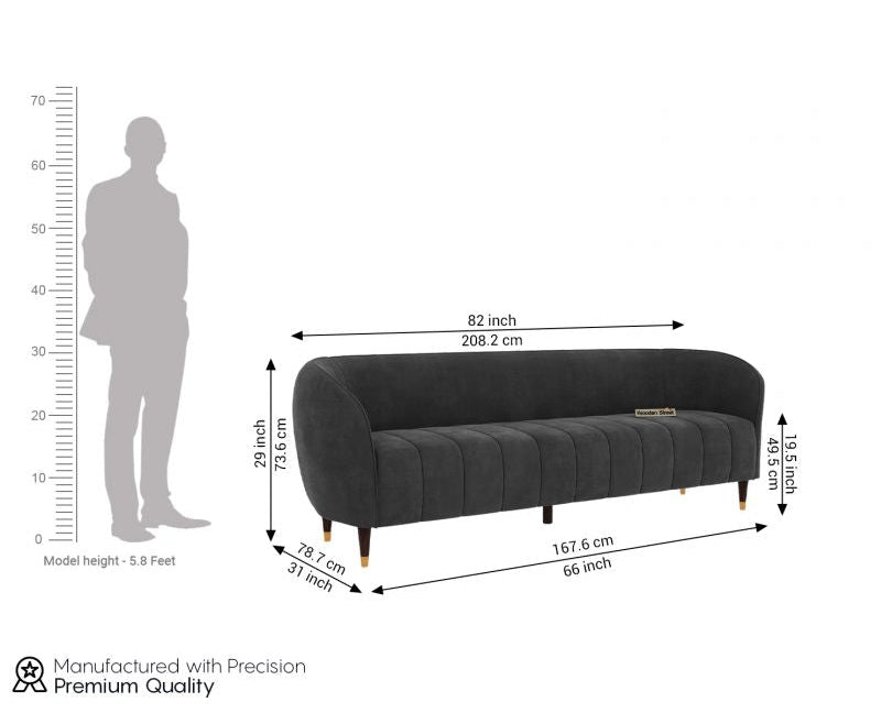 Eldric 3-Seater Velvet Sofa Graphite Grey – Pakistan