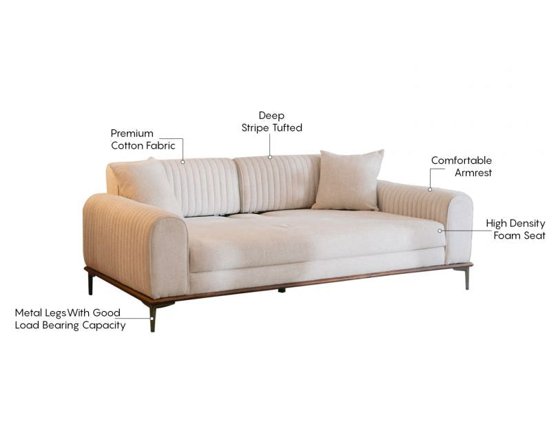 Lorenz 3-Seater Lounger Sofa with Tilt Headrest – Cotton Jade Ivory Pakistan