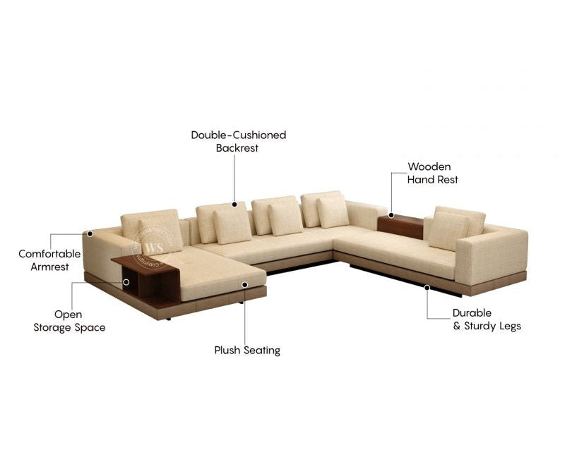 Matrix U-Shape Premium Fabric Sofa Butter Cream – Pakistan