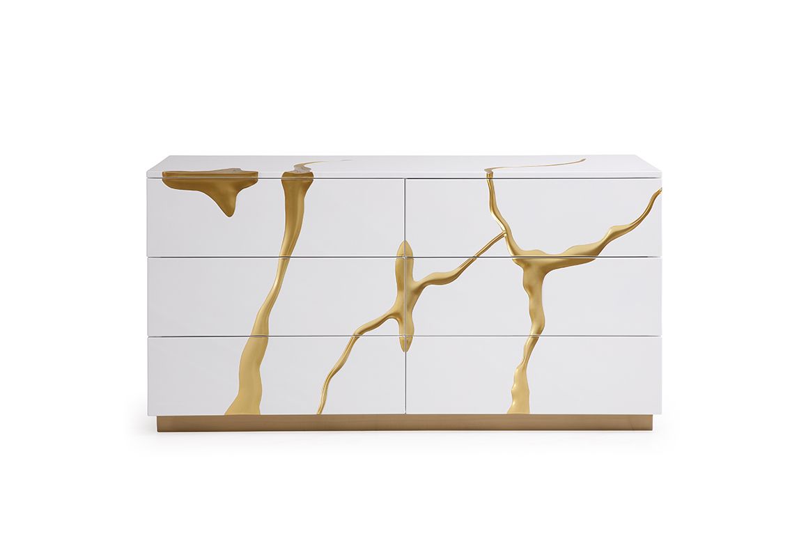Modern White & Gold Dresser