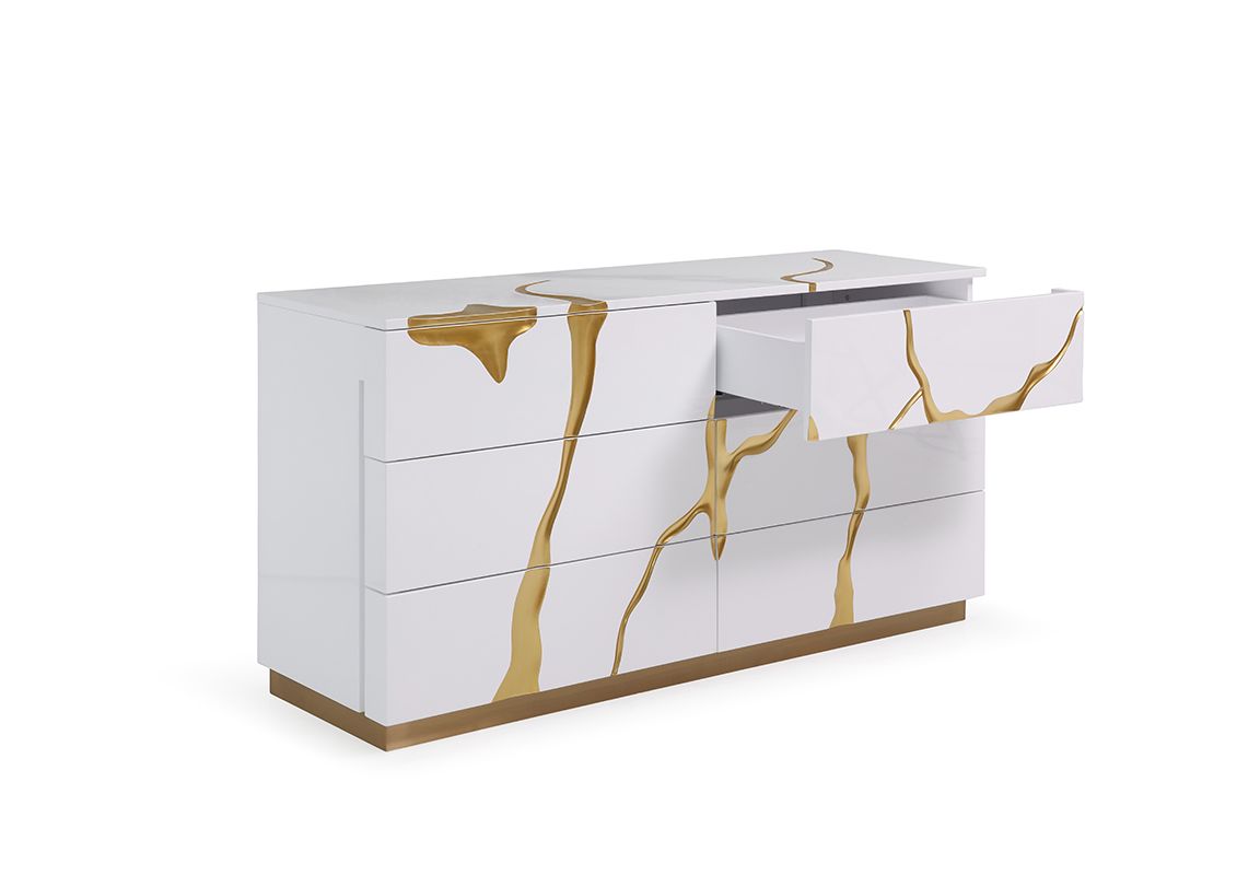 Modern White & Gold Dresser