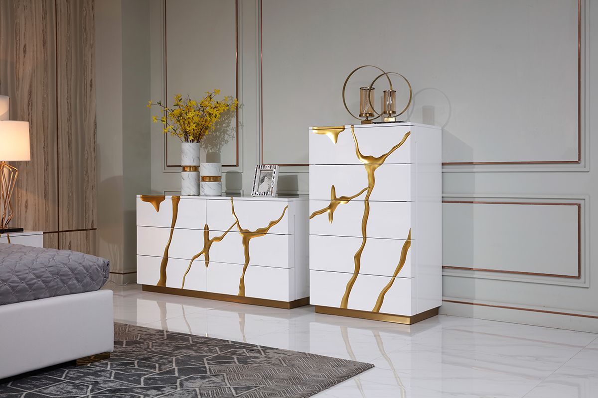 Modern White & Gold Dresser