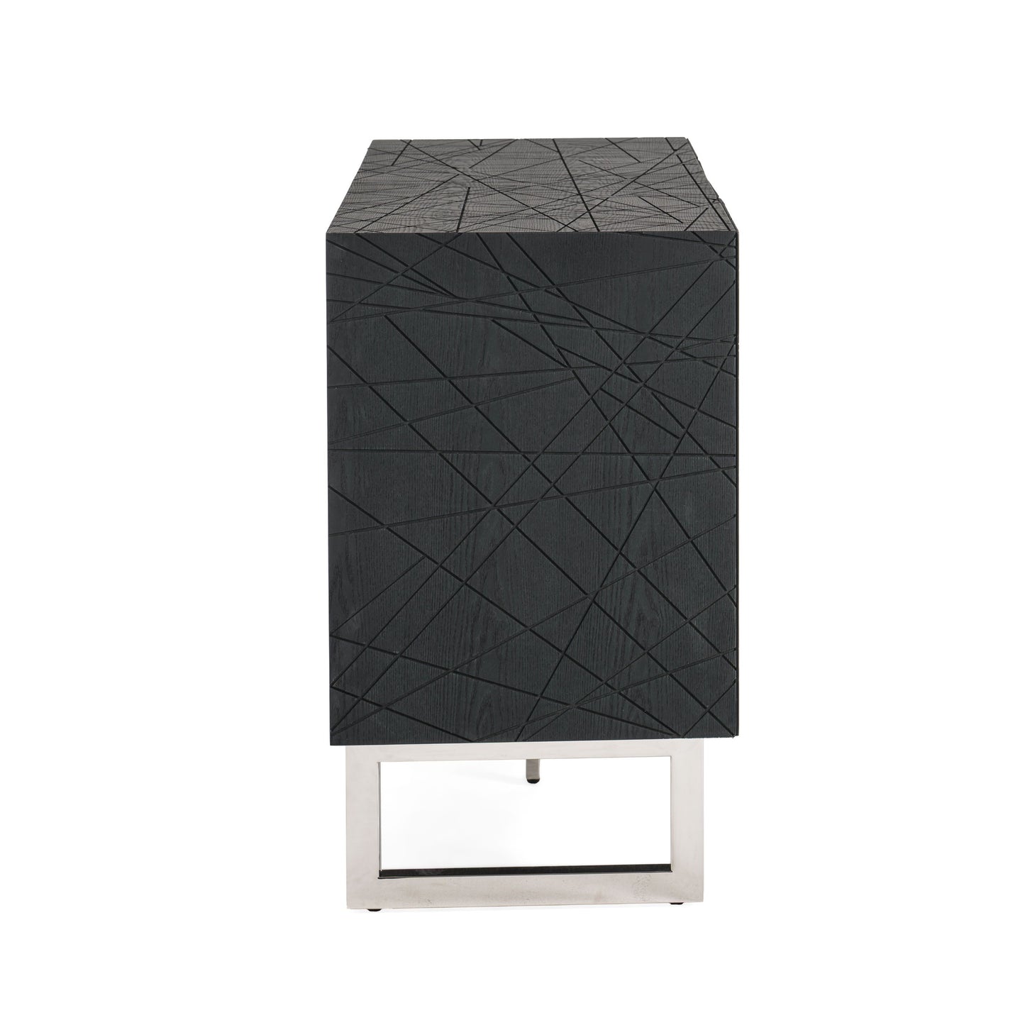Matte Black Ash Veneer Cabinet with Steel Legs