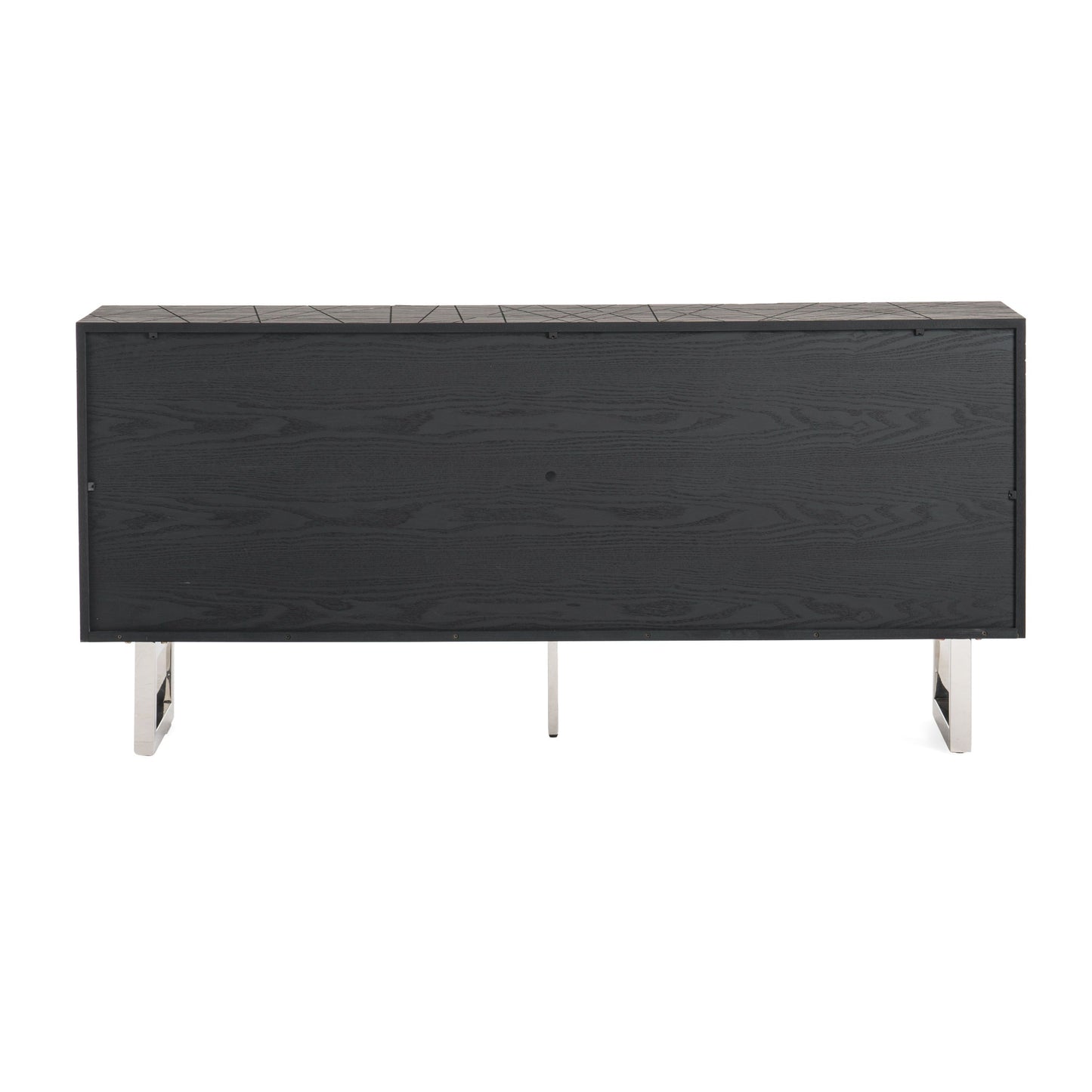 Matte Black Ash Veneer Cabinet with Steel Legs