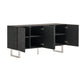 Matte Black Ash Veneer Cabinet with Steel Legs