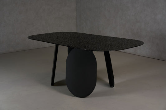 Hammered Grey Glass Rectangular Dining Table
