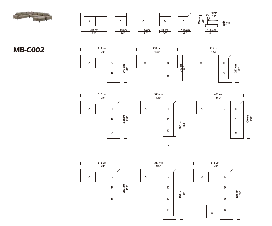 Casa Cascade Beige U-Sectional