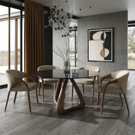 Christy Round Dining Table by Modrest 10mm Grey Tempered Glass