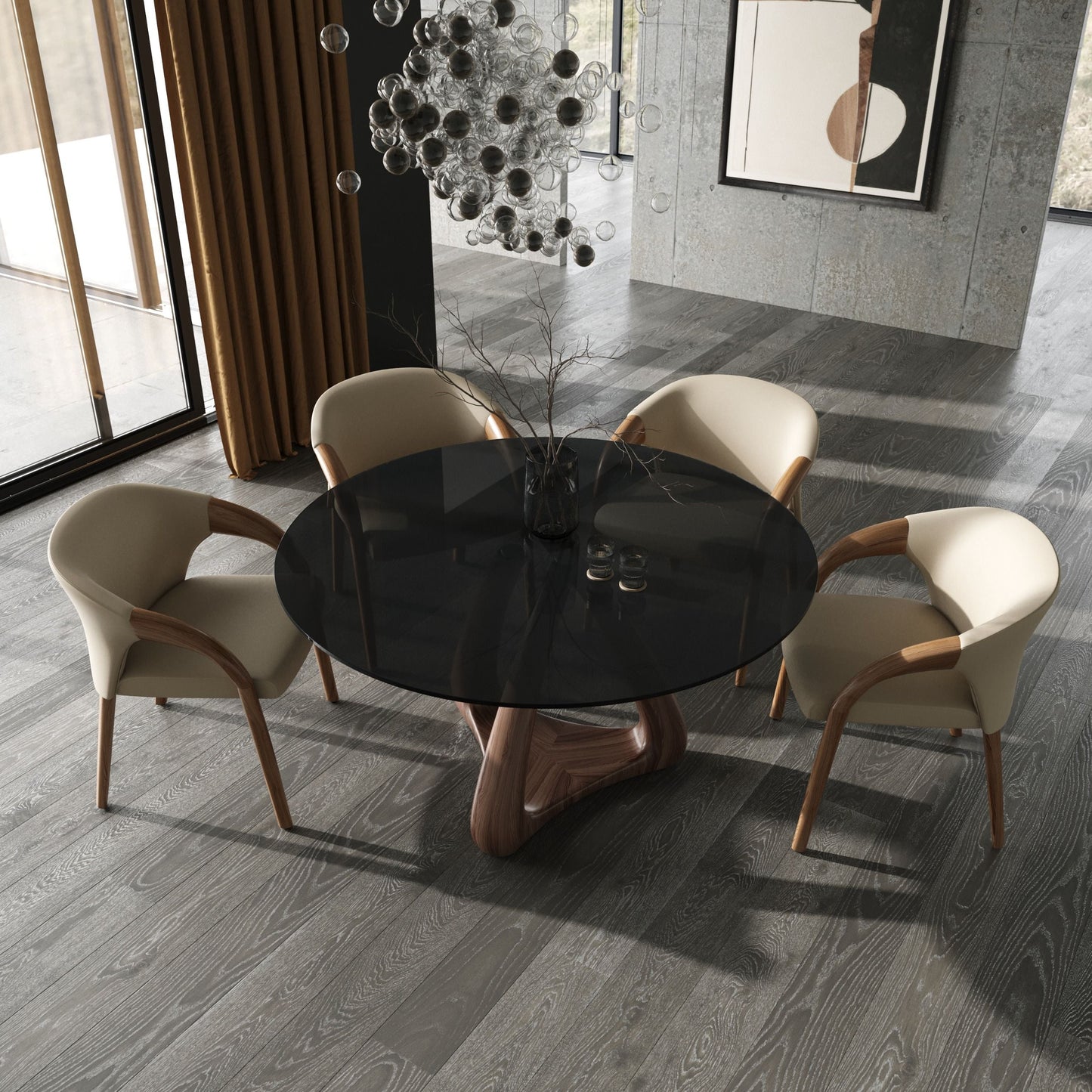 Grey Vegan Leather Dining Chair