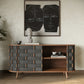 Sophisticated Walnut Buffet with Grey Upholstery