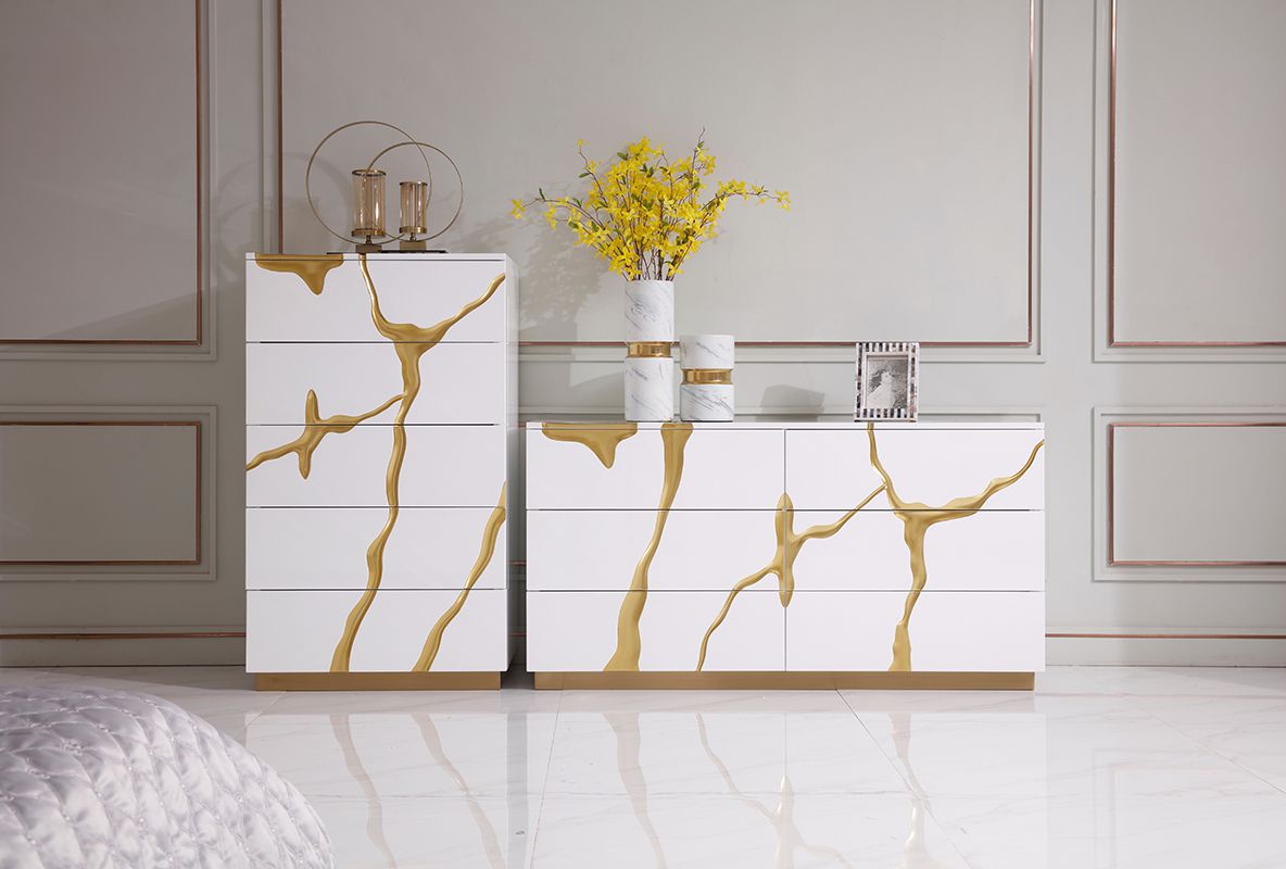 Modern White & Gold Dresser