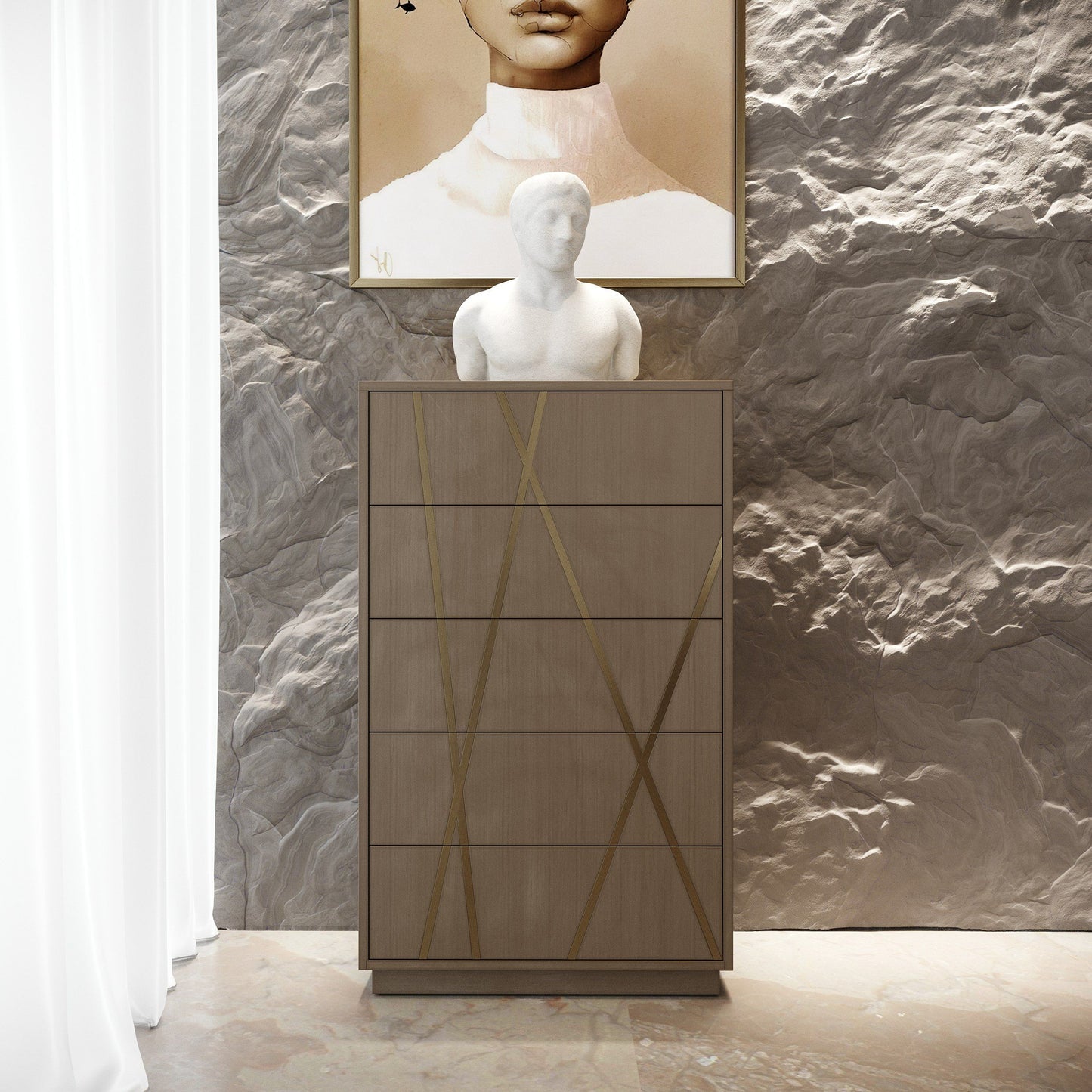 Modrest Nixa Modern Birch Chest (5-Drawer)