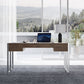 Modern Walnut & Stainless Steel Writing Desk