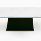 Black Oak Pedestal + Rose Gold Edges Dining Table & Chairs