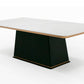 Black Oak Pedestal + Rose Gold Edges Dining Table & Chairs