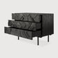 Graphic Dresser – Modern Black Teak Geometric 3-Drawer Chest