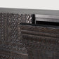 Minimalist Traditional Teak TV Cabinet with Linear Motifs