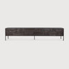 Minimalist Traditional Teak TV Cabinet with Linear Motifs