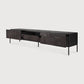 Minimalist Traditional Teak TV Cabinet with Linear Motifs