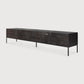 Minimalist Traditional Teak TV Cabinet with Linear Motifs