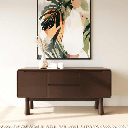 Dark Stained Acacia Solid Wood Sideboard