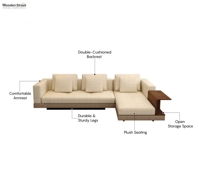 Matrix Right-Aligned L-Shape 5-Seater Sofa Cream Brown – Pakistan