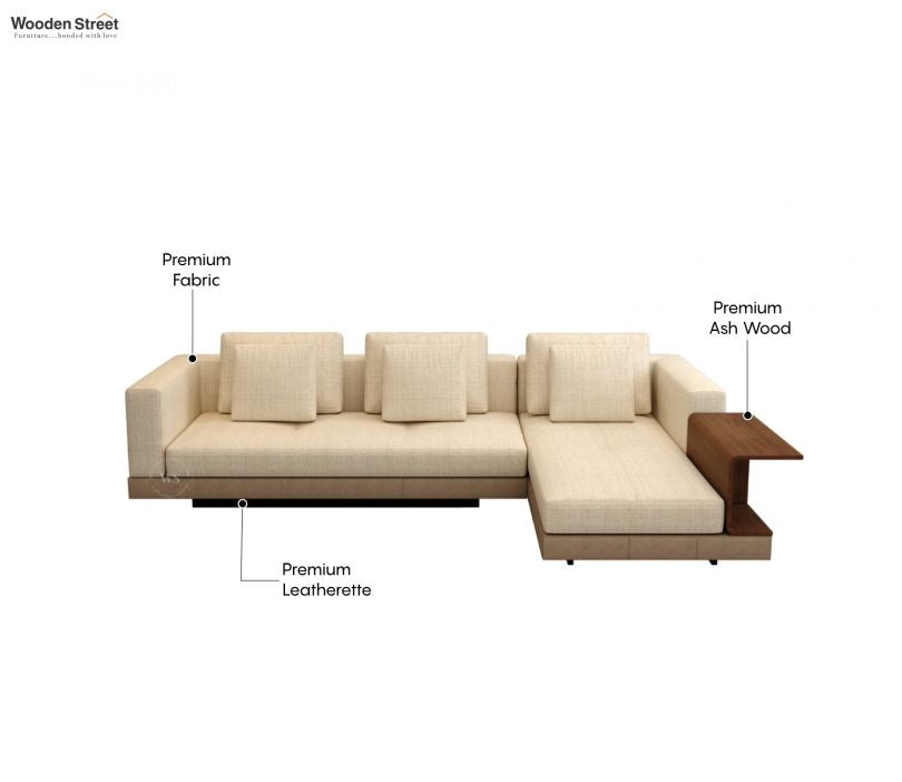 Matrix Right-Aligned L-Shape 5-Seater Sofa Cream Brown – Pakistan