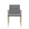 Grey Fabric Dining Chair with Antique Brass Arms