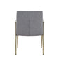 Grey Fabric Dining Chair with Antique Brass Arms