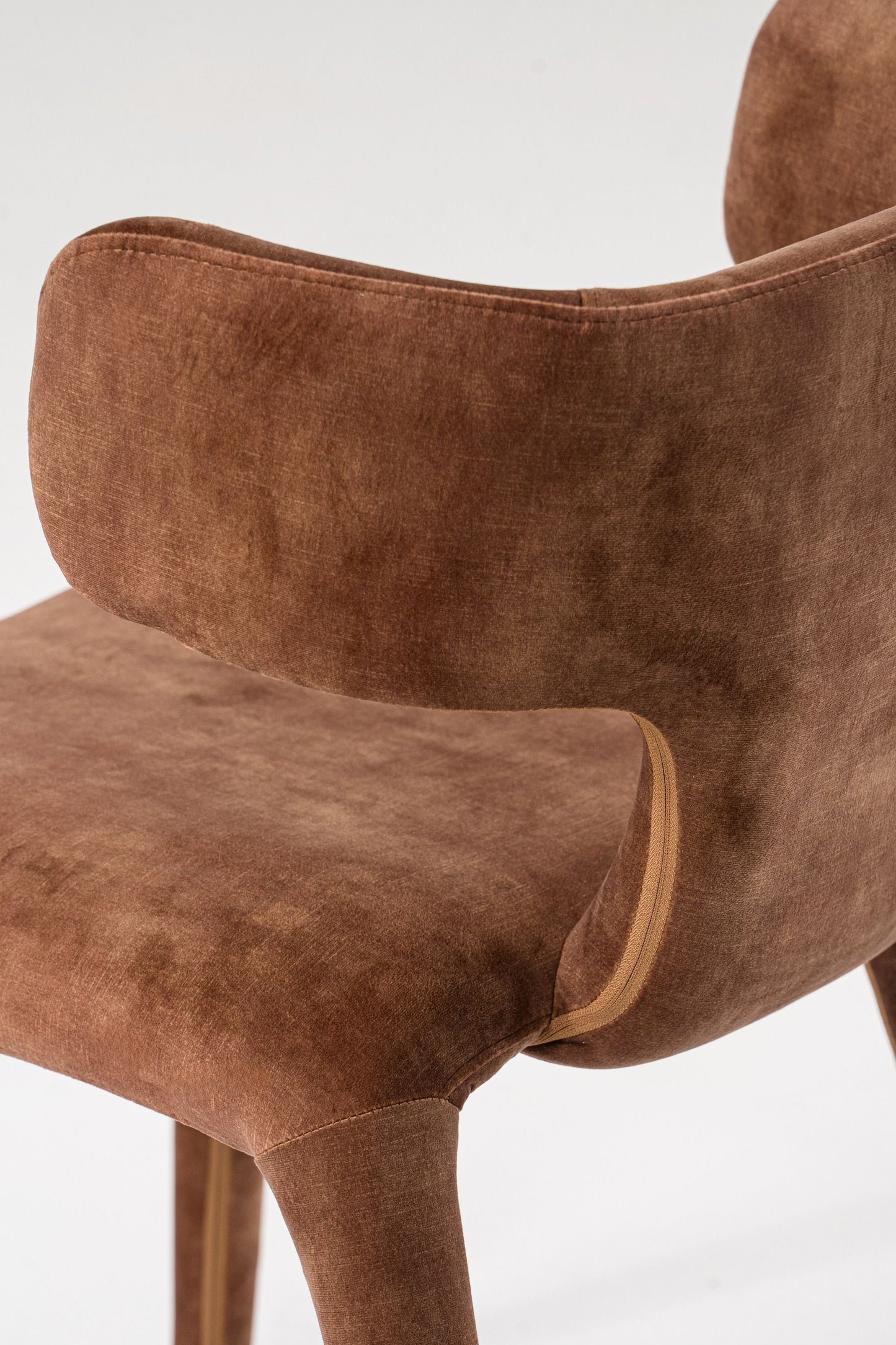 Saehee Dining Chair by Modrest — Camel Velvet, Iron Frame