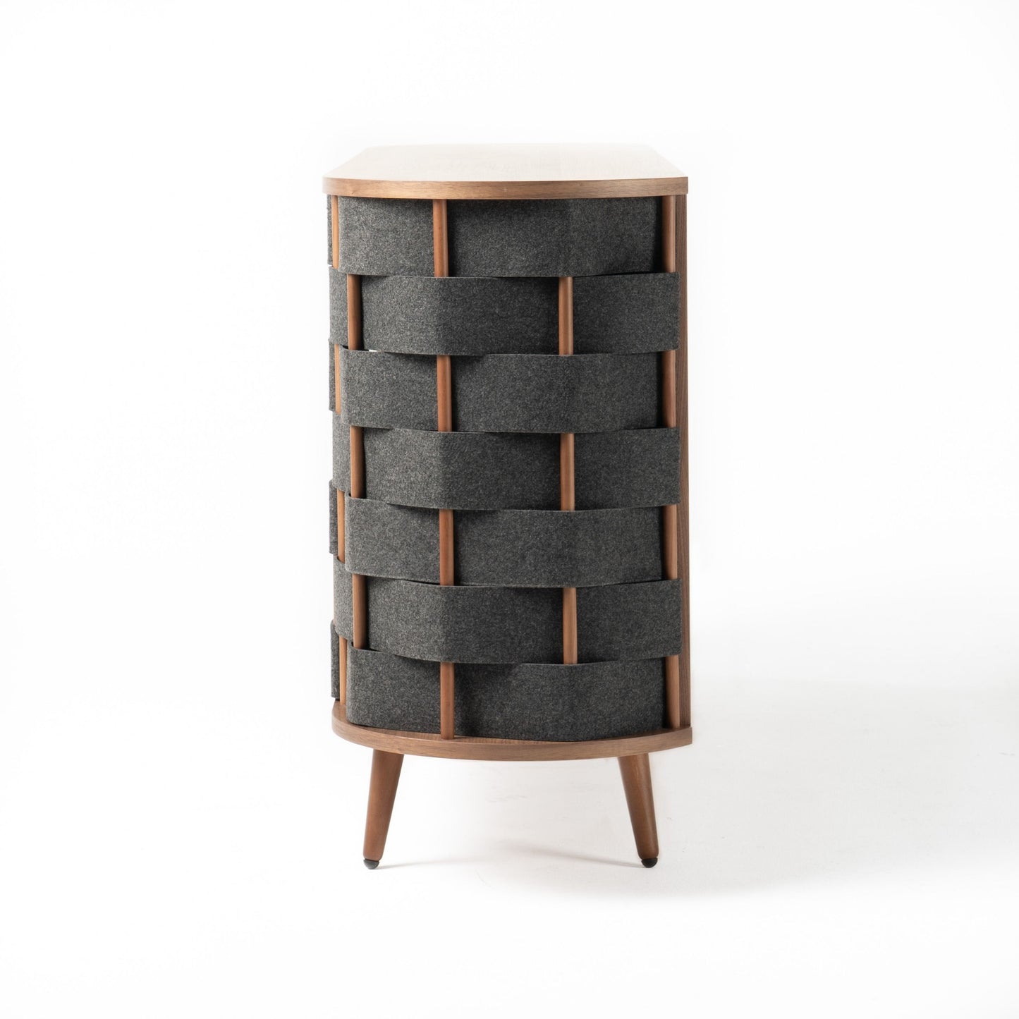 Sophisticated Walnut Buffet with Grey Upholstery