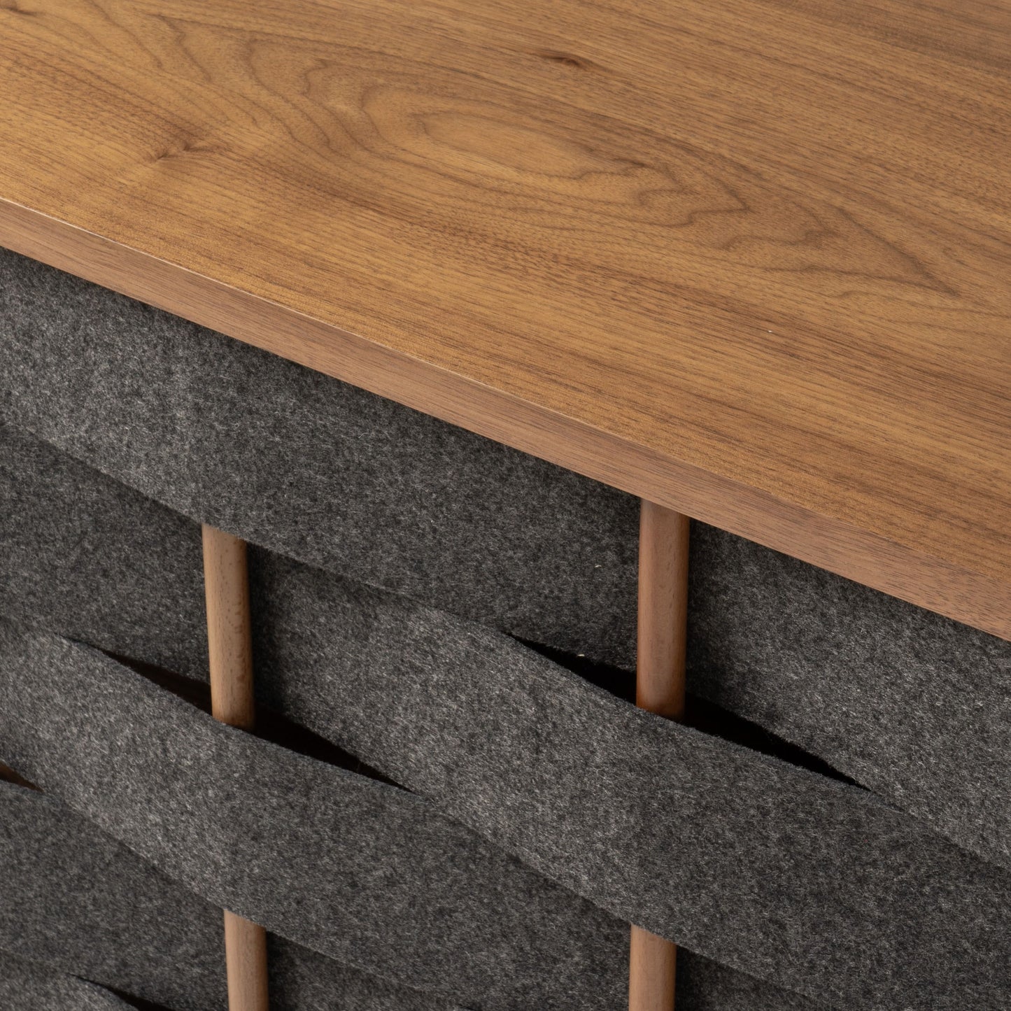 Sophisticated Walnut Buffet with Grey Upholstery