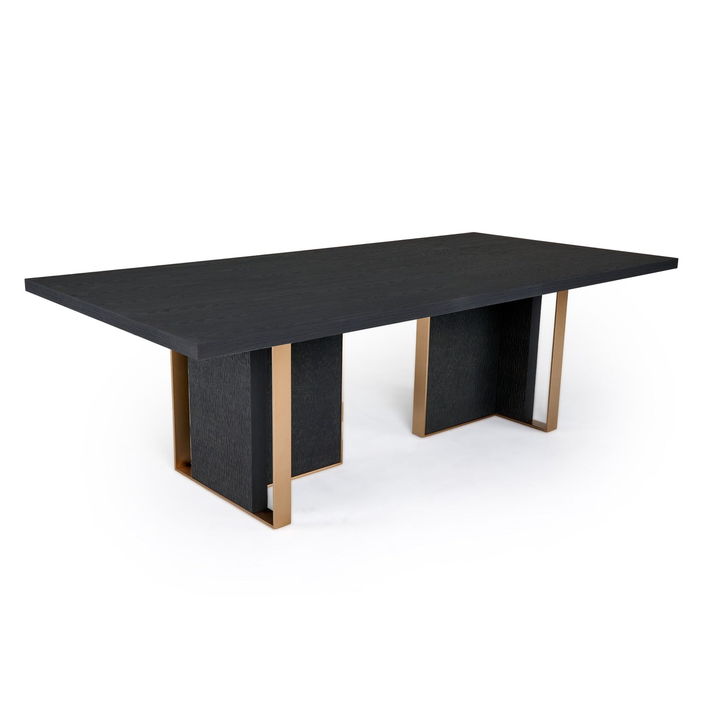 Modrest Tasha Dining Table — Black Ash & Brushed Gold