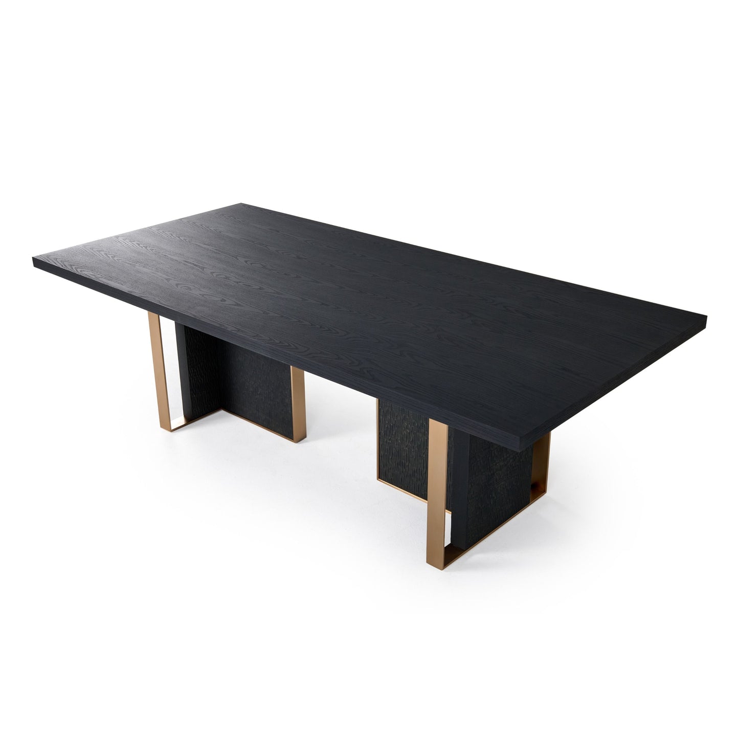 Modrest Tasha Dining Table — Black Ash & Brushed Gold