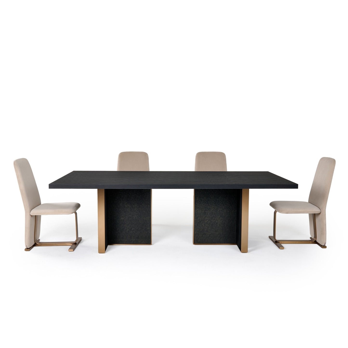 Modrest Tasha Dining Table — Black Ash & Brushed Gold