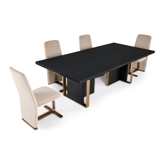 Modrest Tasha Dining Table — Black Ash & Brushed Gold