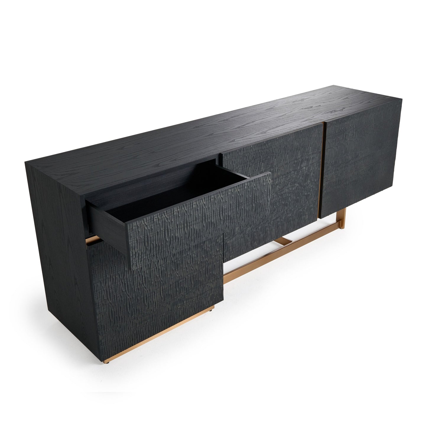 Modrest Tasha Buffet — Black Ash + Brushed Gold Sideboard