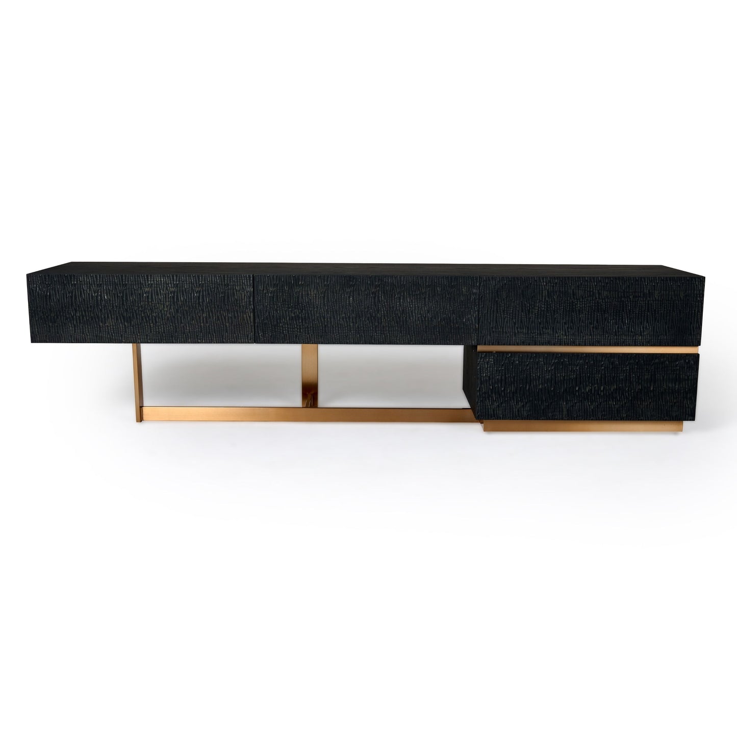 Modrest  TV Stand — Black Ash + Brushed Gold Console