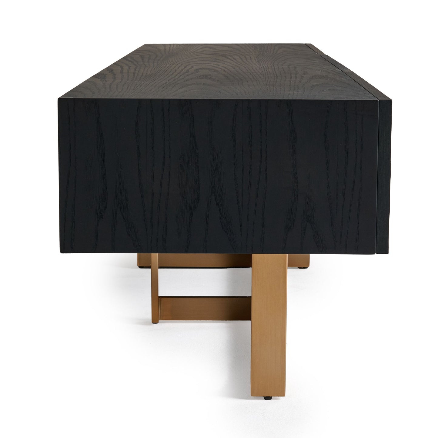 Modrest  TV Stand — Black Ash + Brushed Gold Console