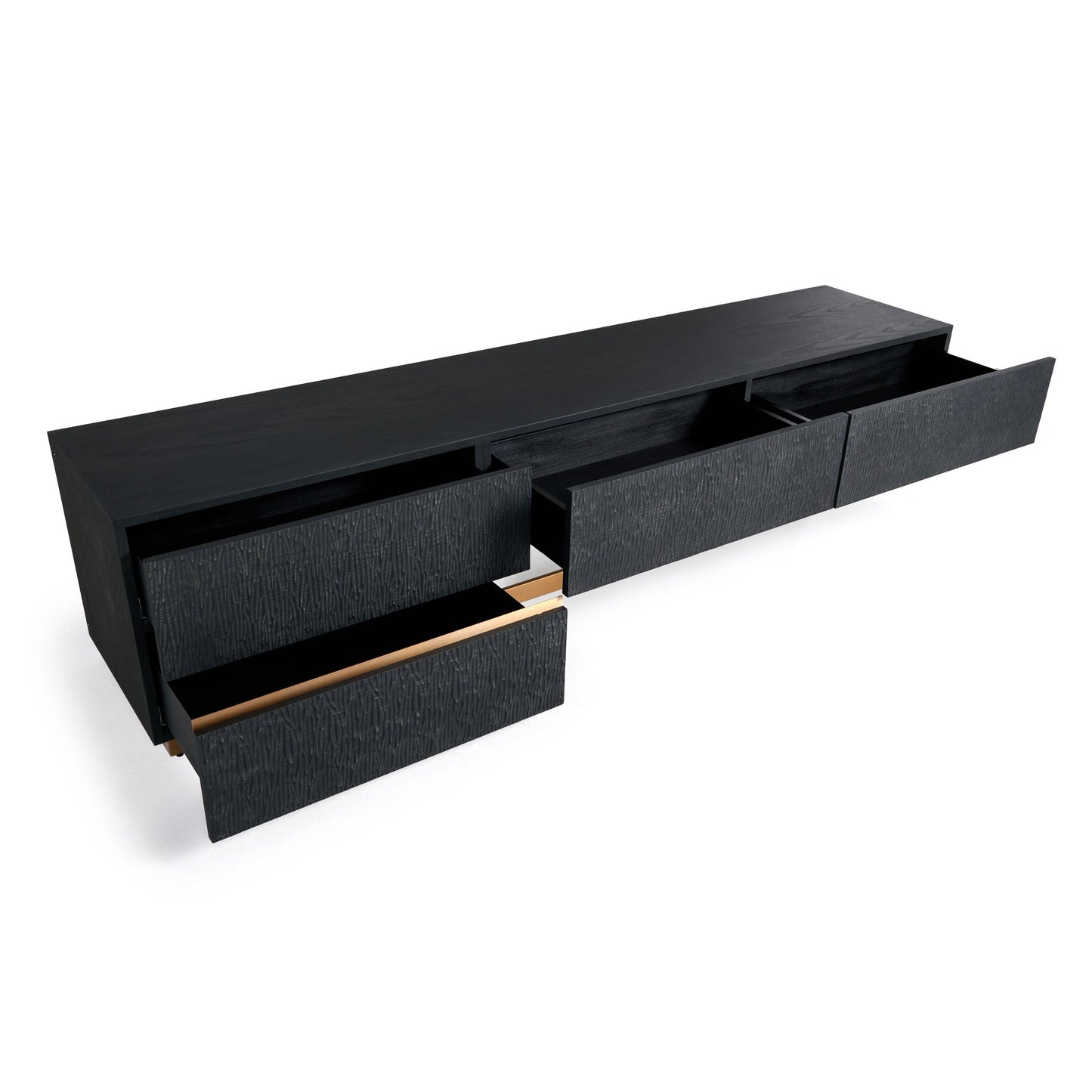 Modrest  TV Stand — Black Ash + Brushed Gold Console