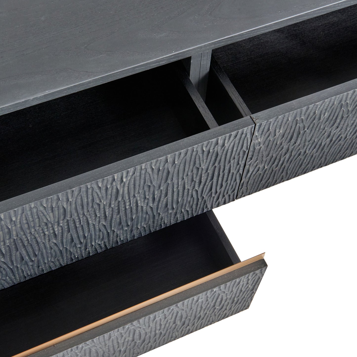 Modrest  TV Stand — Black Ash + Brushed Gold Console