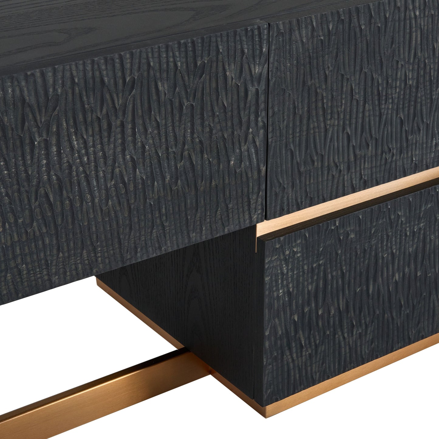 Modrest  TV Stand — Black Ash + Brushed Gold Console