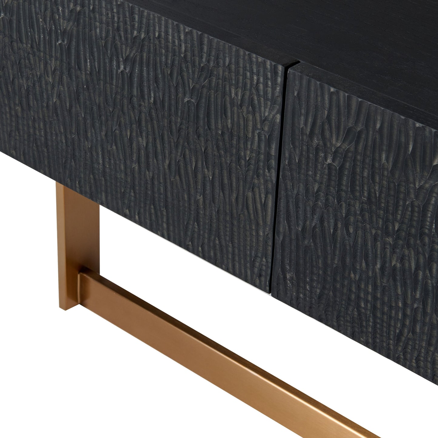 Modrest  TV Stand — Black Ash + Brushed Gold Console