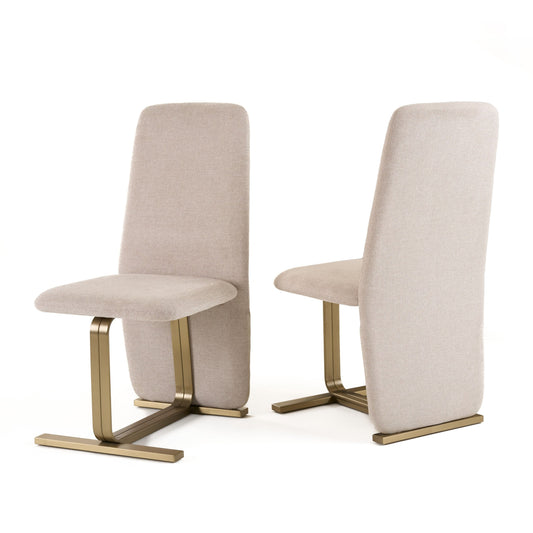 Modrest Tasha Beige Linen Dining Chairs – Set of 6