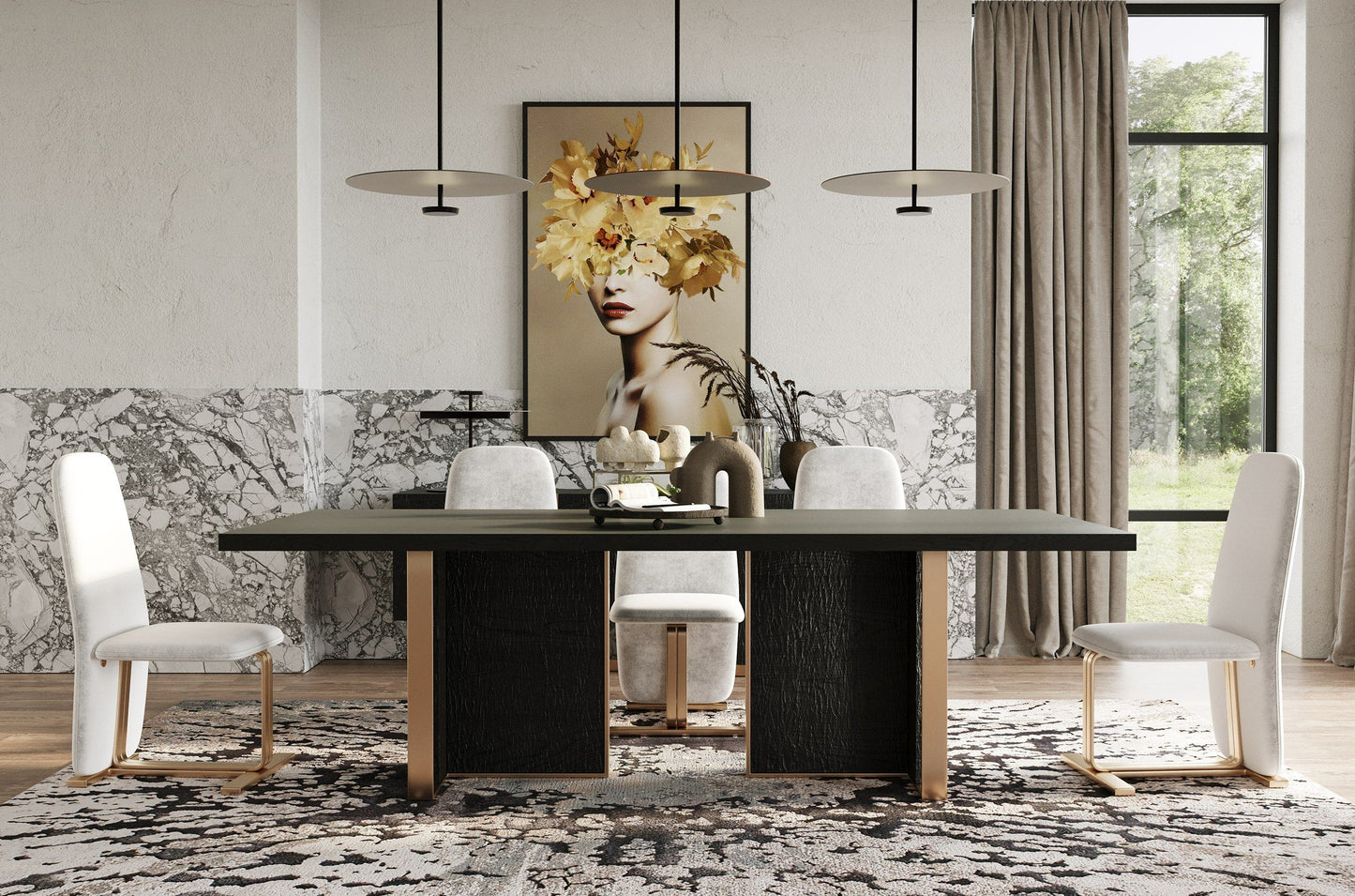 Modrest Tasha Beige Linen Dining Chairs – Set of 6