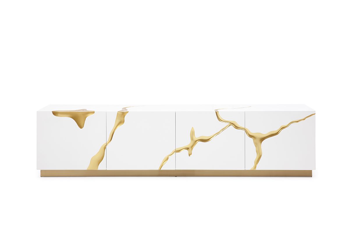 Modern White & Gold TV Stand