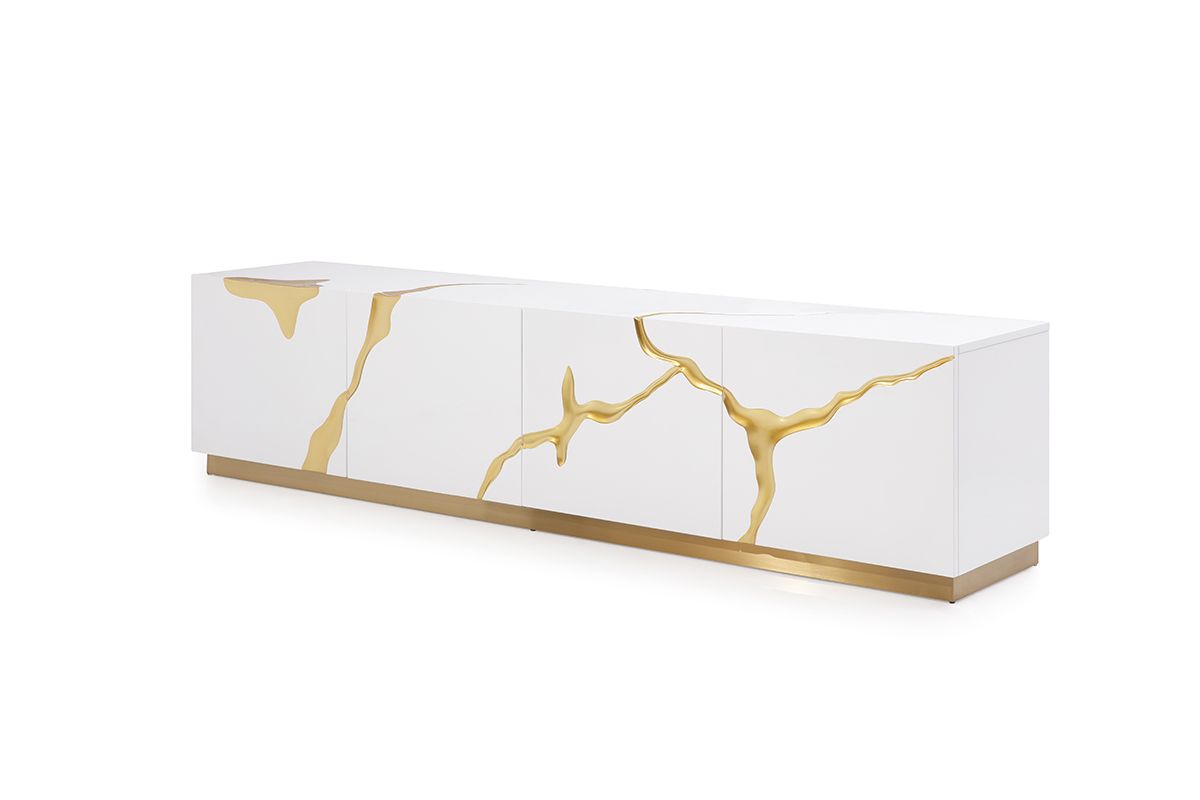 Modern White & Gold TV Stand