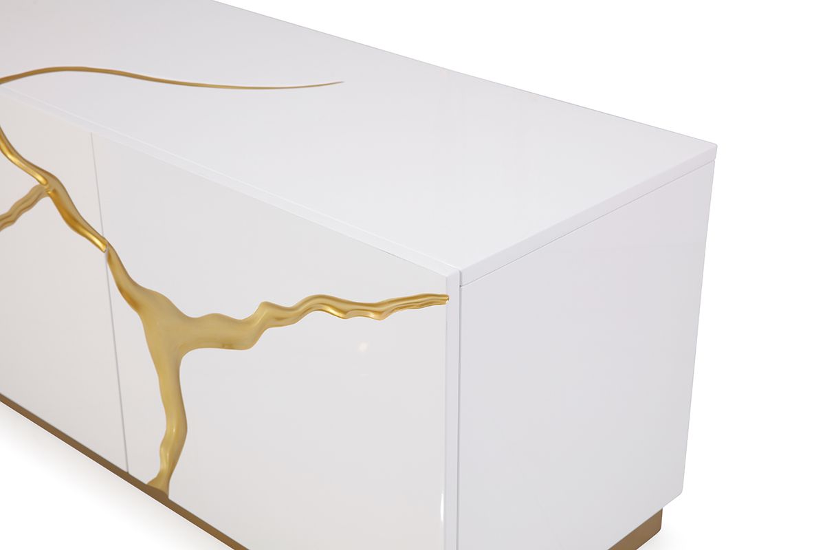 Modern White & Gold TV Stand