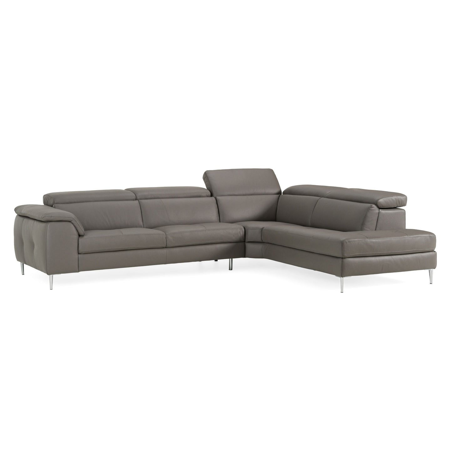 Viola Italian Contemporary Grey Leather Sectional Sofa
