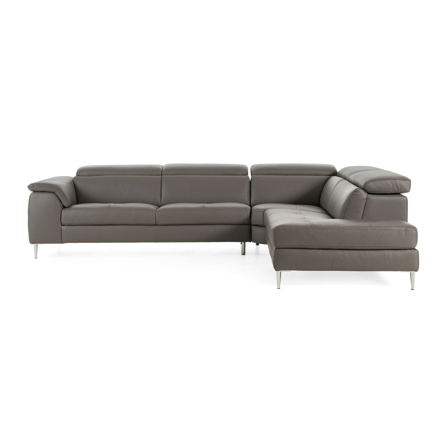 Viola Italian Contemporary Grey Leather Sectional Sofa